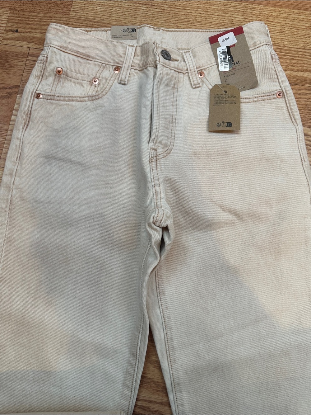 Levi’s 501 Original Natural Cream Straight Leg Jeans 29x30 NWT - Picture 3 of 6